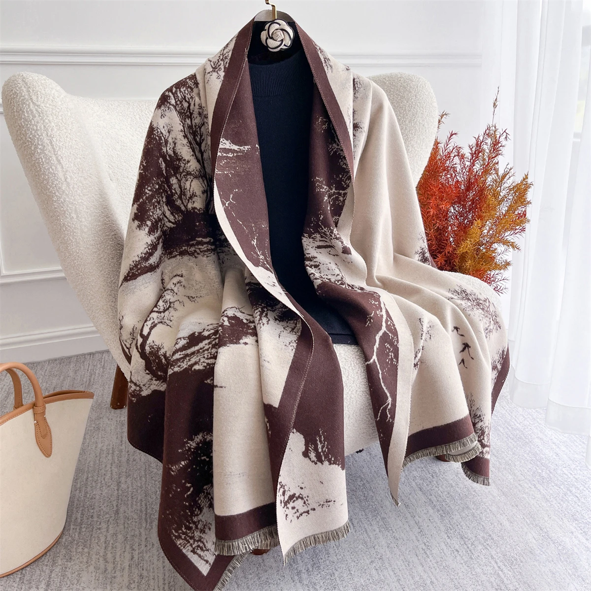 

2025 Winter Warm Cashmere Scarf for Women Luxury Print Pashmina Shawl Wrap Neckerchief Female Bufanda Echarpe Design Headband