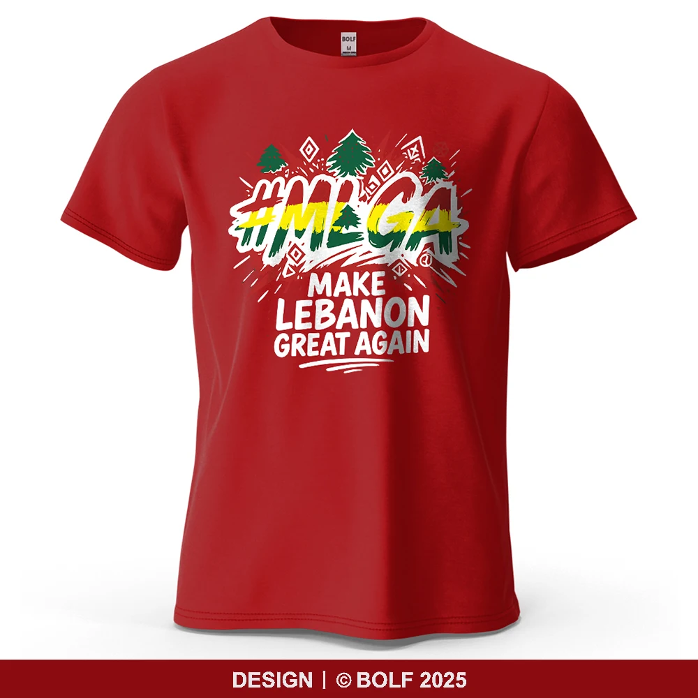MLGA MAKE LEBANON GREAT AGAIN Printed Men's T-Shirt 100% Cotton Oversized Graffiti Graphic Tees for Women Tops Tees Streetwear