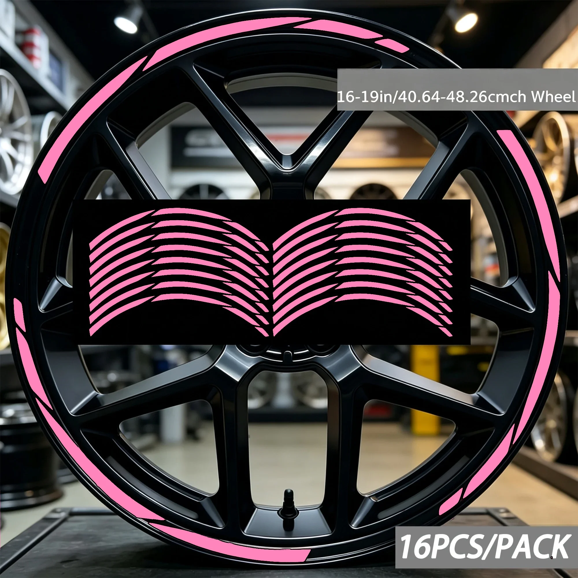 16 Stück/1 Set für 16-19 Zoll Motorrad-Felgenaufkleber, Vinyl-Sticker, wasserdichte Moto-Außen-Tuning-Zubehörteile – Detail 1