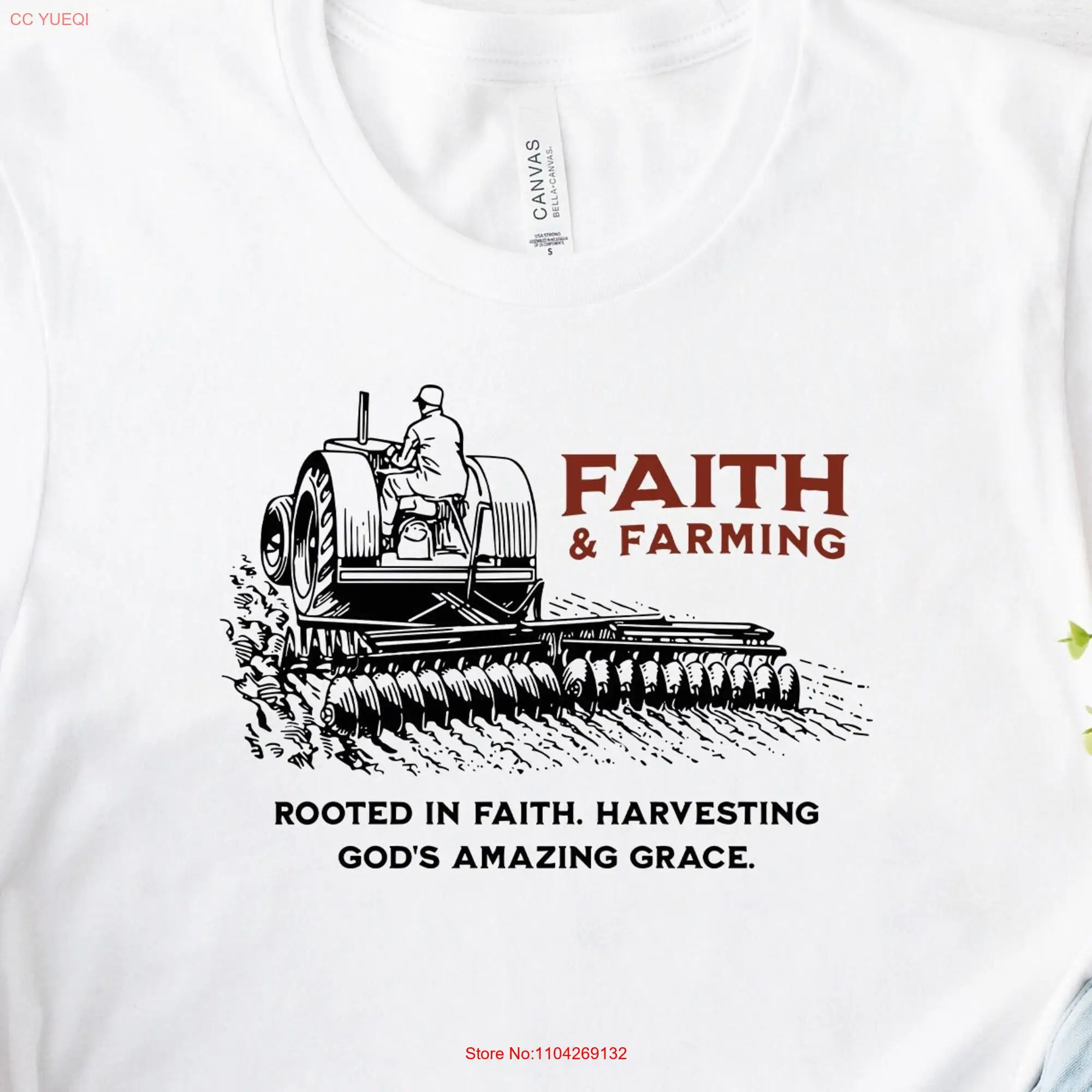 Faith Farming T Shirt for Farmer Rancher Religious Farmers Day long or short sleeves