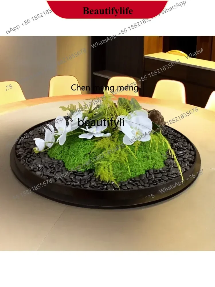 G153  Round Table Middle Decoration High Simulation Moss Fake Flower Hotel Coffee Table Restaurant round Table Turntable Decorat