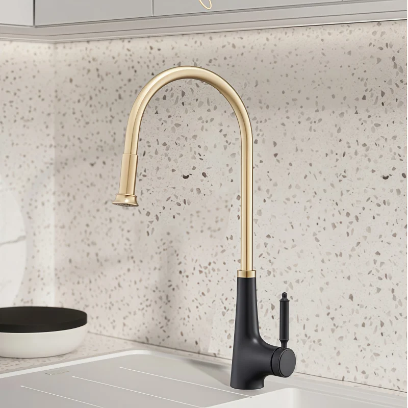 Electroplated Kitchen Pull-Out Faucet, Export-Specific, Household Sink Hot and Cold Rotating Universal Faucet