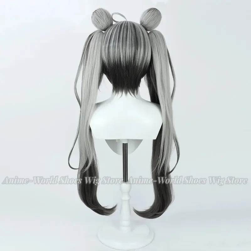 치도리 미치루 코스프레 가발 블루 아카이브 그레이 블랙 혼합 포니 테일 90cm 내열성 합성 머리 할로윈 역할 놀이 파티