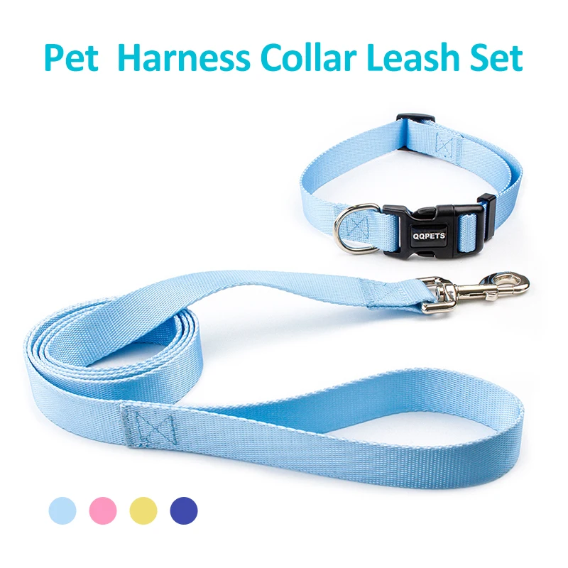

Adjustable Dogs Nylon Collar Leash Suit Solid Comfortable Basics Pet Collars Luxury Pet Cat Neck Strap Walking Dogs Supplies