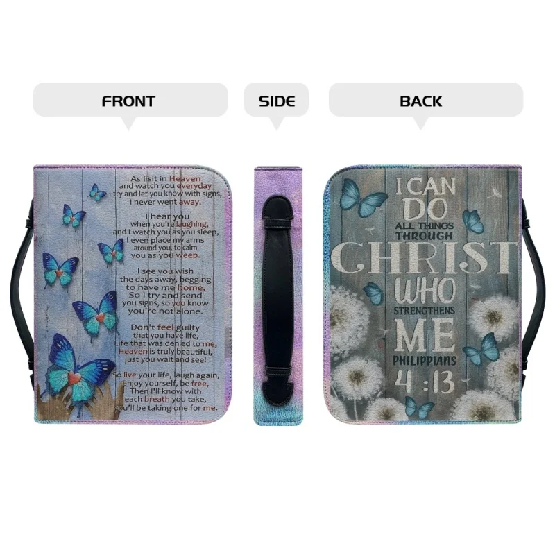 Ik Kan Alle Dingen Doen Via Christ Gepersonaliseerde Print Kerkbijbel Hoesje Pu Handtas Studieboek Heilige Opbergdozen Voor Vrouwen