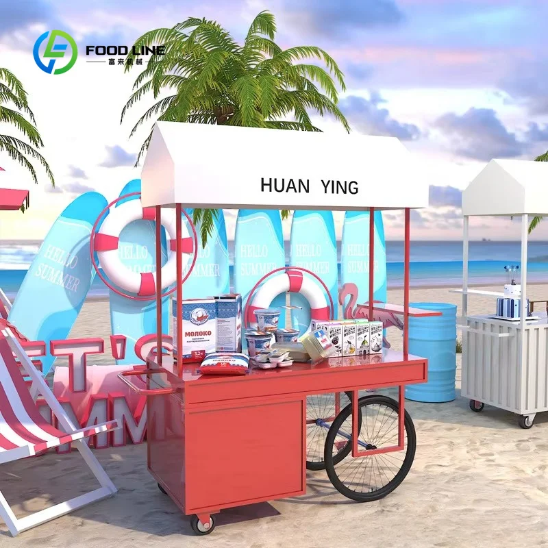 Customized Multi-Functional Foldable Outdoor Cart 220V Food Serving Ice Cream BBQ Floral Display for Snacks Barbecue Portable