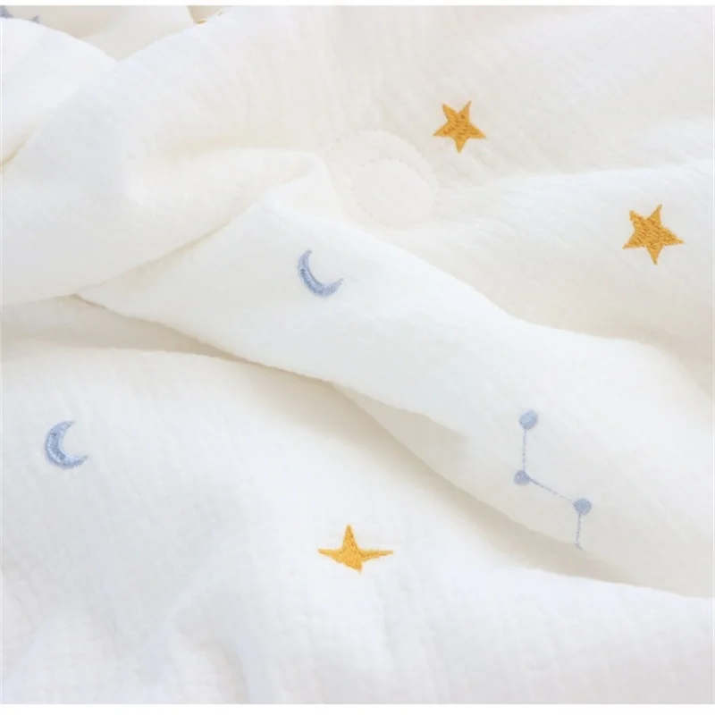 المطرزة نجمة وشجرة مبطن الشاش القطن الطفل لحاف الوليد المعزي الحراري الرضع سرير بطانية مع حشو رقيق لحاف