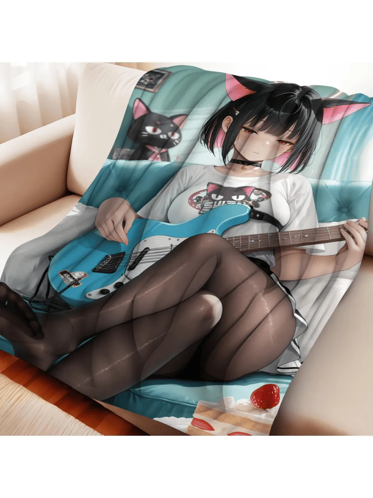 

Anime Character Fleece Blanket Blue Archive Design - Flannel Plush Throw Lightweight Comfortable for Home Travel