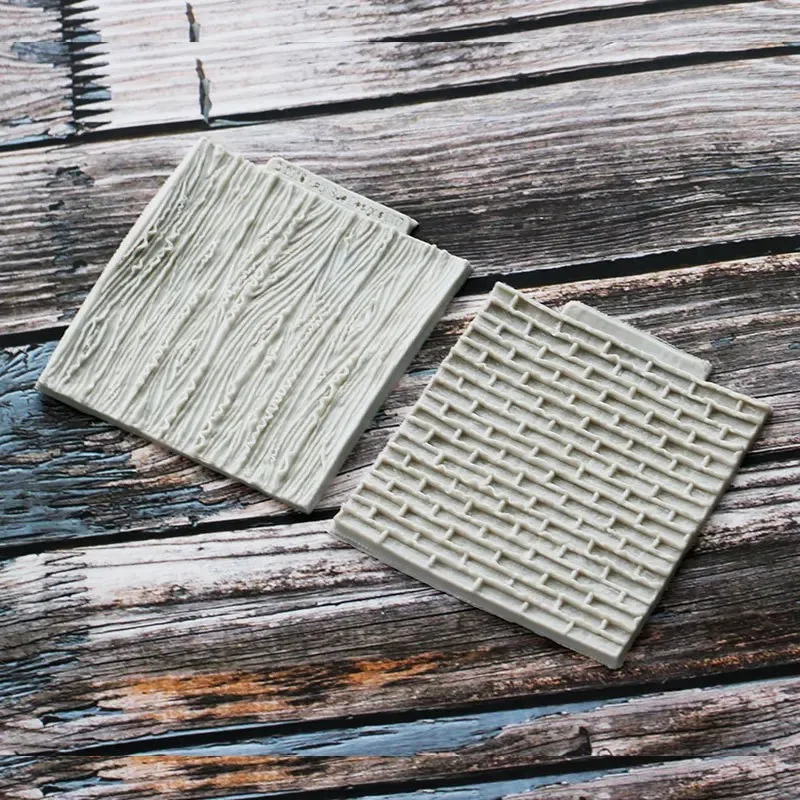 rock brick wall texture fondant cake silicone molds wood grain tree bark silicone impression mat cake decoration baking tool