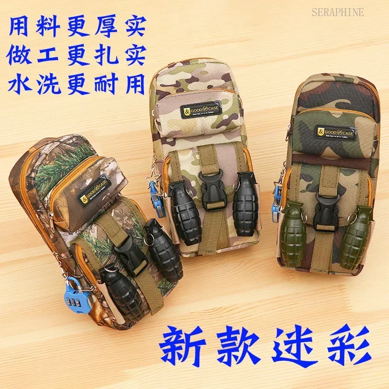 Lezhiyuan Camouflage Zipper Case Boys Girls, Elementary and Middle Students, School Multi-layer Pencil Bag for Kids, One Piece