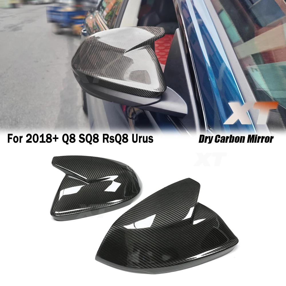

Ox Horns For Audi 2018-25 Q8 SQ8 RSQ8 URUS Dry Carbon Fiber Side Rearview Mirror Cover Sticker Lane assist hole With Tape