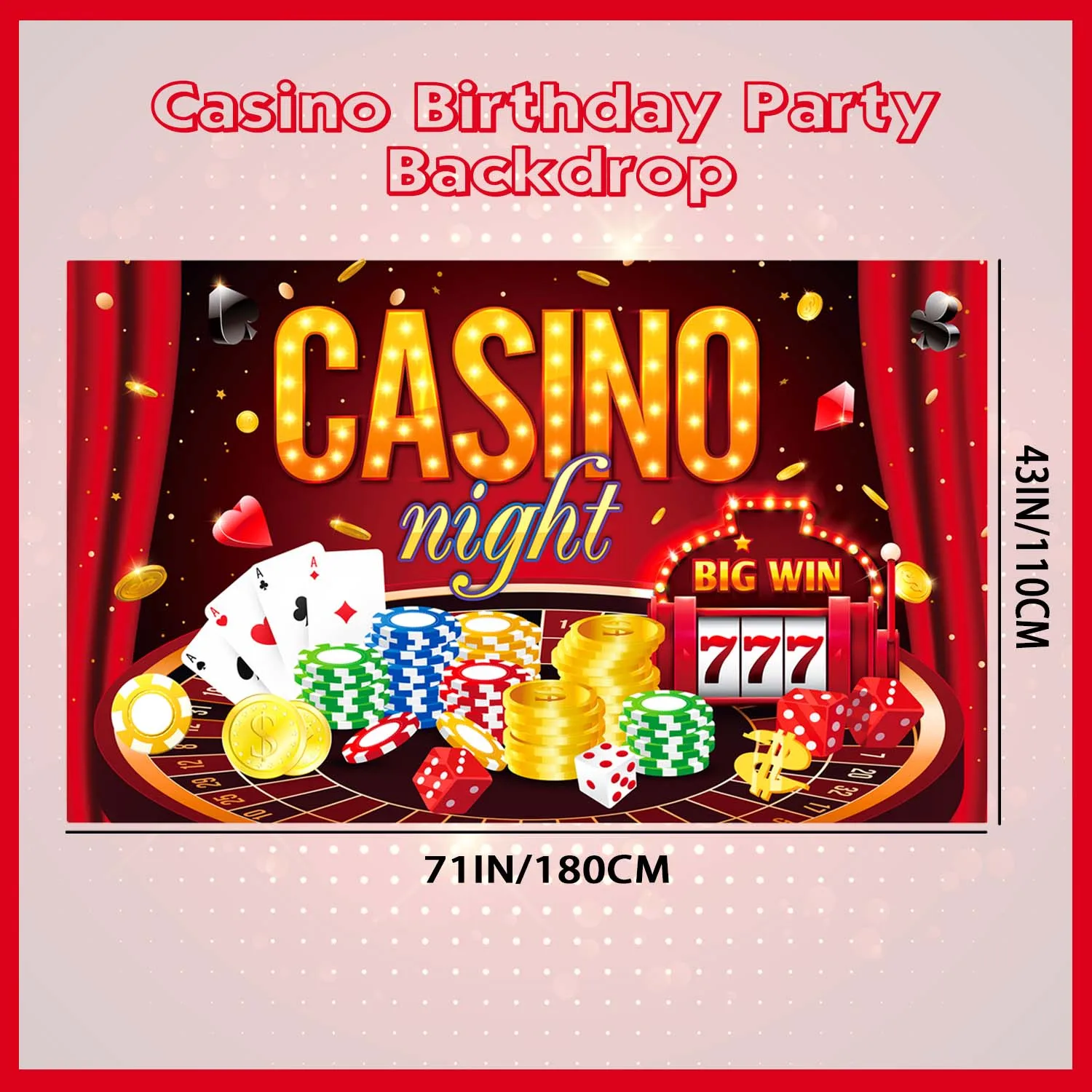 خلفية موضوع الكازينو-71 "x 43" خلفية حفلة كازينو/خلفية حفلة كازينو لزينة حفلات الكازينو وديكورات لاس فيغاس