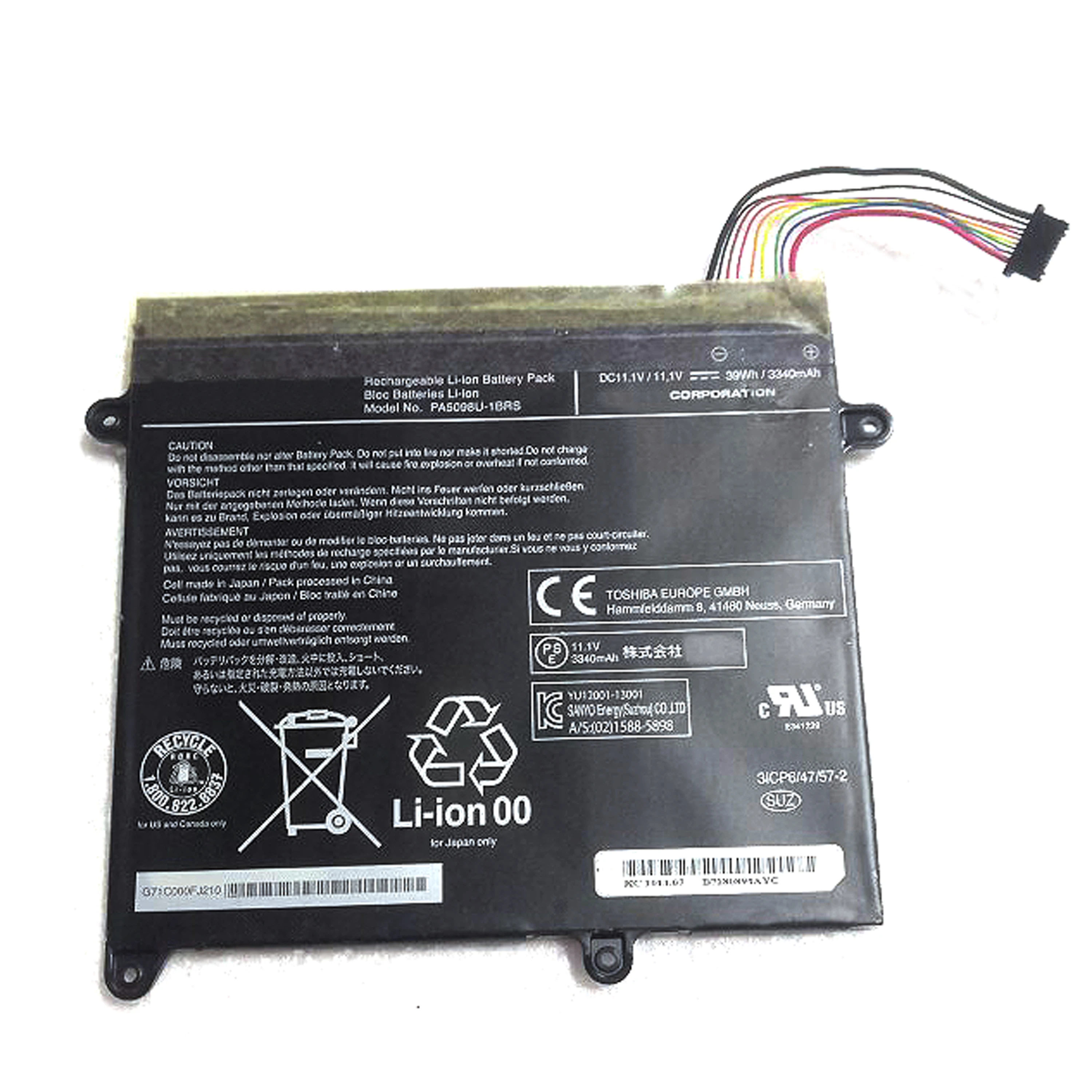 Batería para portátil Toshiba Portege, Original, 39Wh, PA5098U, PA5098U-1BRS, UP000574220, Z10T-A1102l, Z10T-A203
