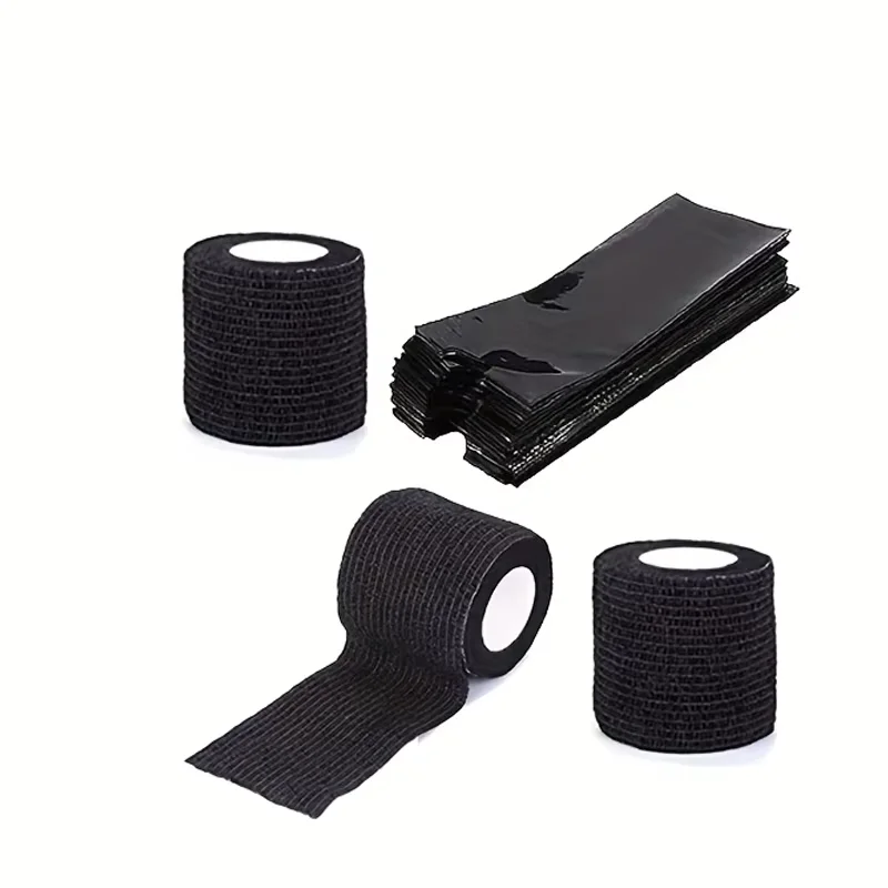 Tattoo Pen Covers and Grip Tape Kit 200pcs Disposable Machine Bags with 3 Rolls Self-Adhesive Bandage Wrap for Tattoo Artists