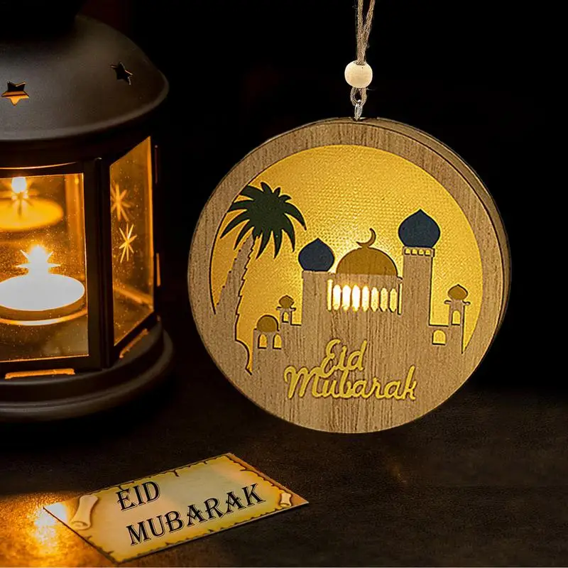 2023 EID Wooden LED Night Light Festival Supplies Home Indoor Outdoor Decoration Night Lamp Bedroom Decor Party Supplies