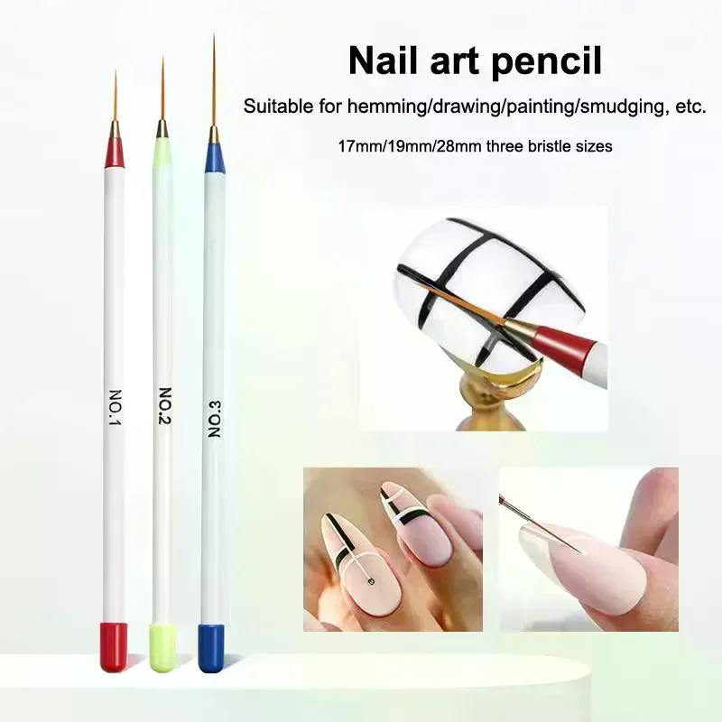 Nail Brush Pen 3pcs/set Nail Art Liner Brushes Set Elongated Striping Drawing Professional UV Gel Nail Art Painting Pen Manicure