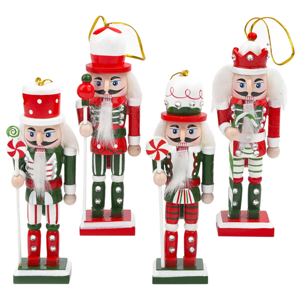 Christmas Tree Ornaments Set Nutcracker Party Supplies Hanging Wood Nutcrackers Decor Decoration Craft Decorations Figures Mini