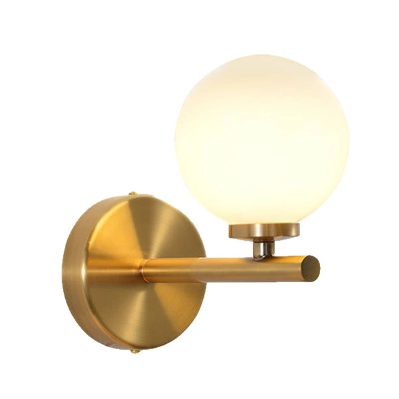 Retro Mid-Glass Ball Wall Sconce Frosted Glass Globe Shade Vanity Lamp Bathroom Mirror Bedroom Indoor Lighting