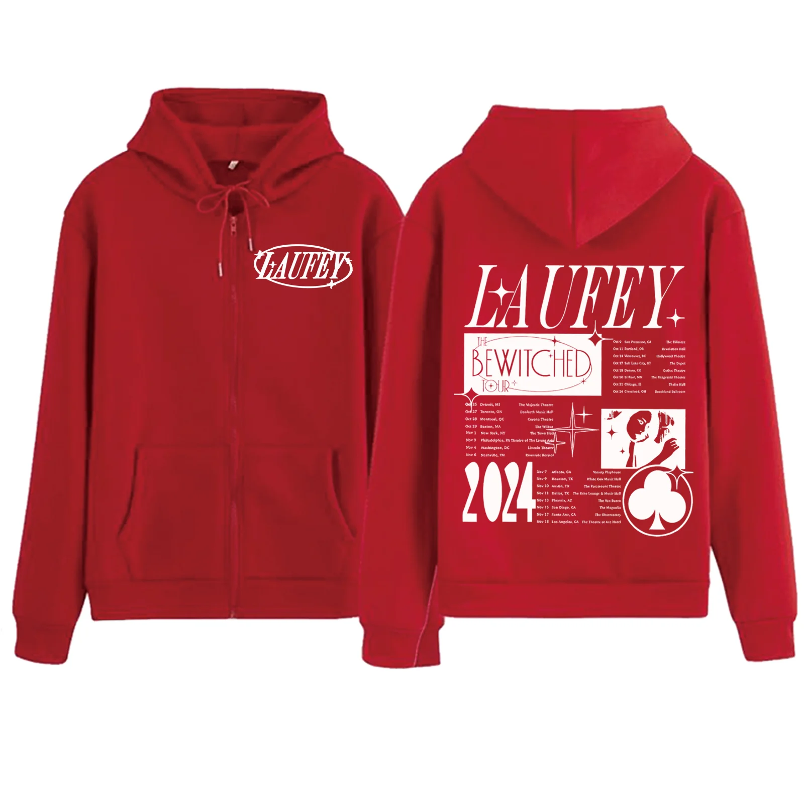 Laufey Tour 2024 Zipper Hoodie  Harajuku Pullover Tops Sweatshirt Streetwear