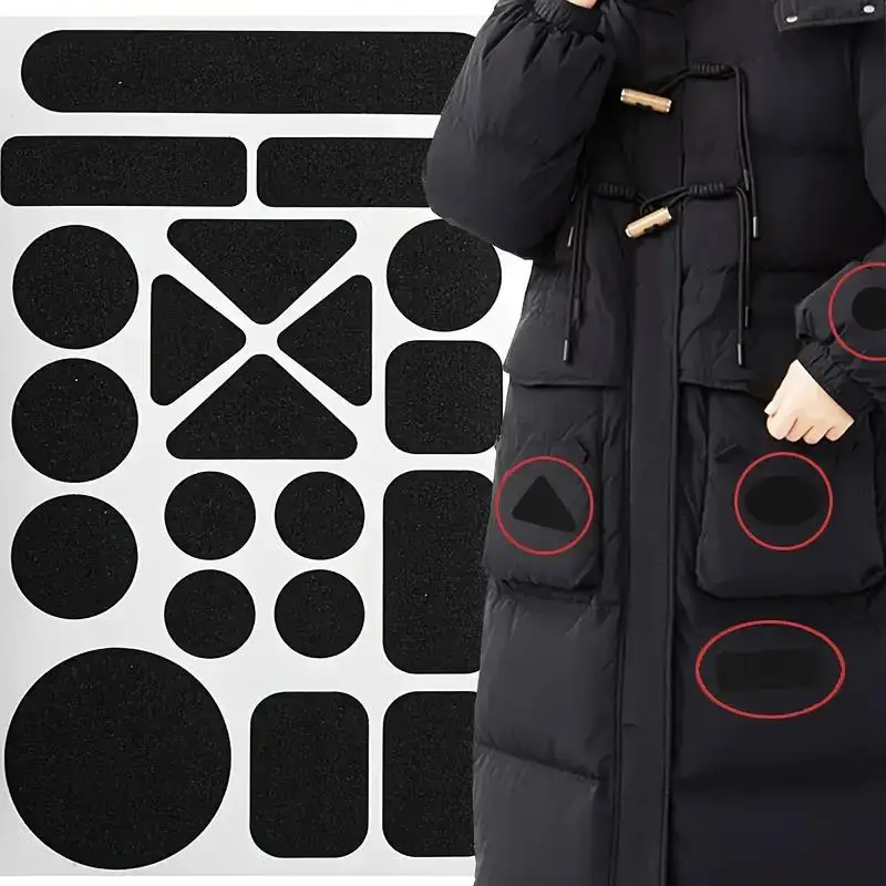 1-5 Juegos de Parches Autoadhesivos Negros Impermeables para Reparación de Ropa, Formas Surtidas, Reparaciones Universales para Chaquetas de Plumón