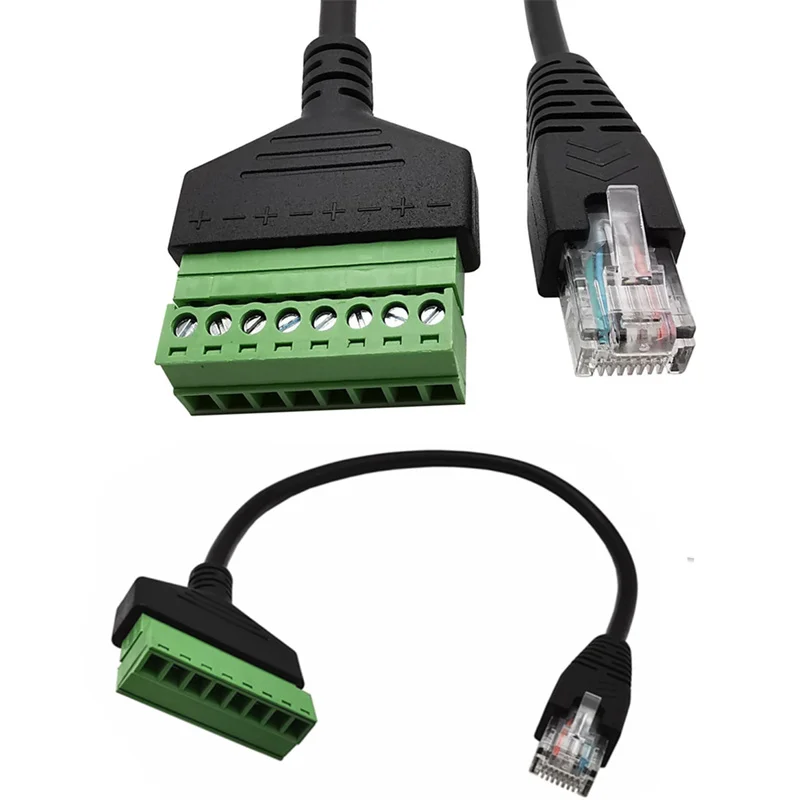 RJ45 Male to 8 Pins Screw Terminal Block Adapter for Cat5 CCTV Digital Internet Plug to 8pins Ethernet Connector cable  0.3m