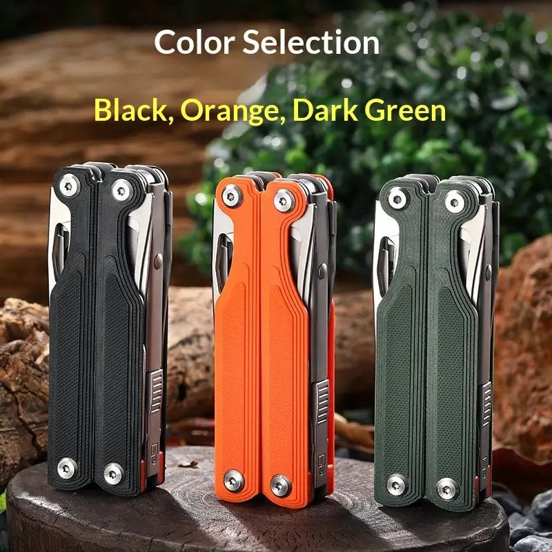For G10 Handle Multitool, Precision Stamped Foldable Pliers Knife Scissors Outdoor Camping EDC Tool