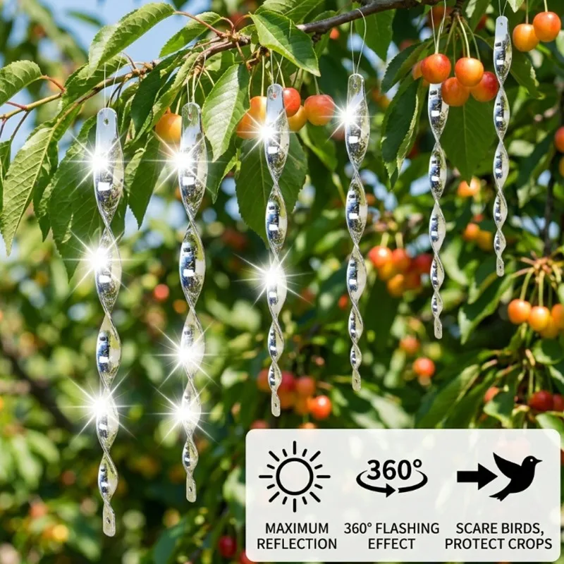 Reflective Bird Repellent Rod Twist Wind Spiral Rotating Rods Hanging Ornament Balcony Garden Pigeons Bird Scare Repeller Sticks