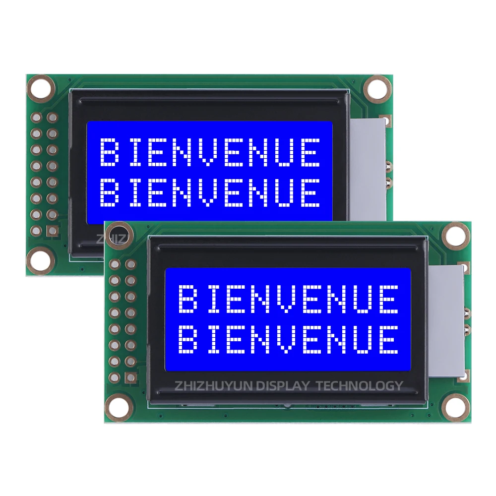 LCD0802B pantalla de matriz de puntos de personaje europeo, película gris, letras azules, pantalla LCD de caracteres 08X02, 87x60Mm, 3,3 V