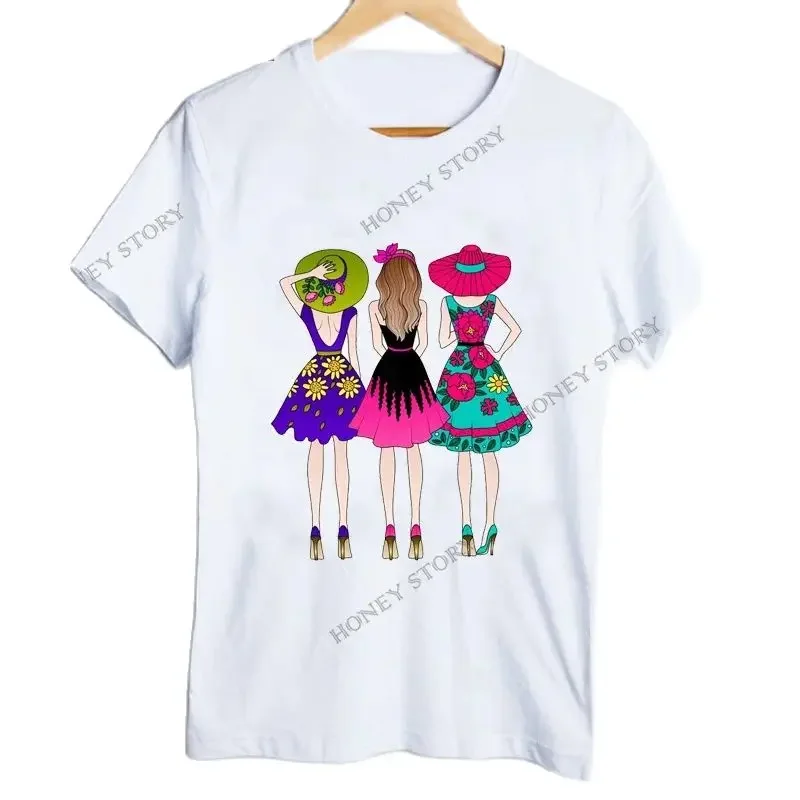 Friends Printed T-shirt Good Friend Fashion Cartoon Print Round Neck Loose Boudoir Short Sleeve T-shirt Tops  Women Clothes Tee