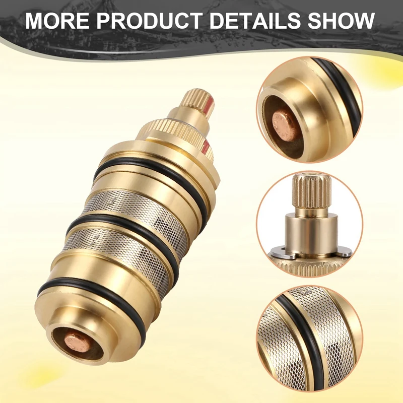 Brass Replacement Thermostatic Cartridge, Shower Mixer Valve Bar Repair Kit Bathroom Water Temperature Control Faucet