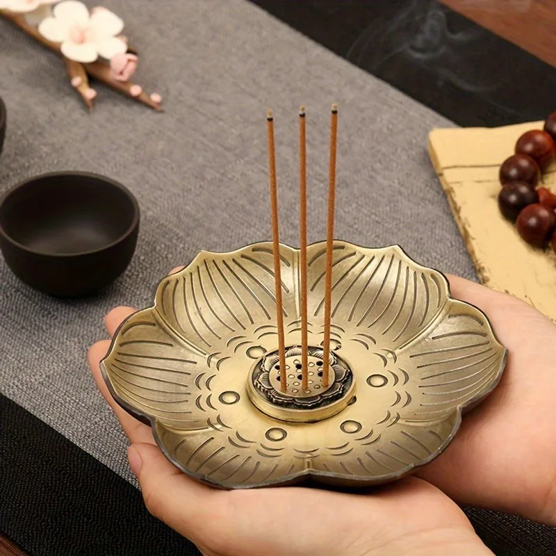 Plum Blossom Incense Stick Holder, Flower Shaped Metal Incense Burner, Craft Ornament for Spa, Yoga, Meditation, Home Decor