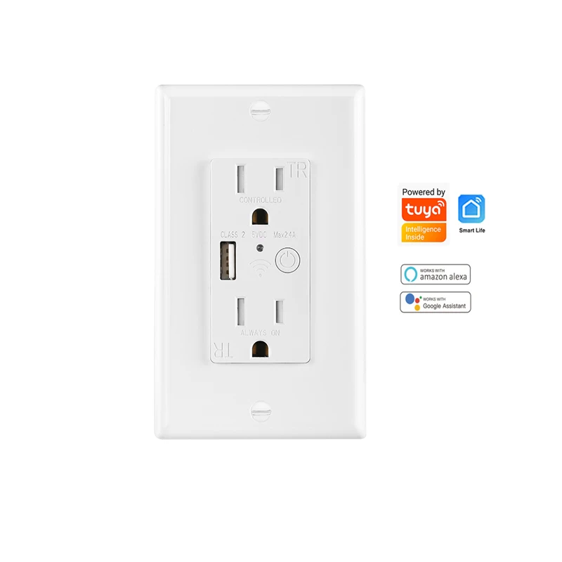 

Стандарт США Tuya Умный дом Wi-Fi Настенная розетка Современная умная жизнь Настенные розетки Alexa Безопасная функция