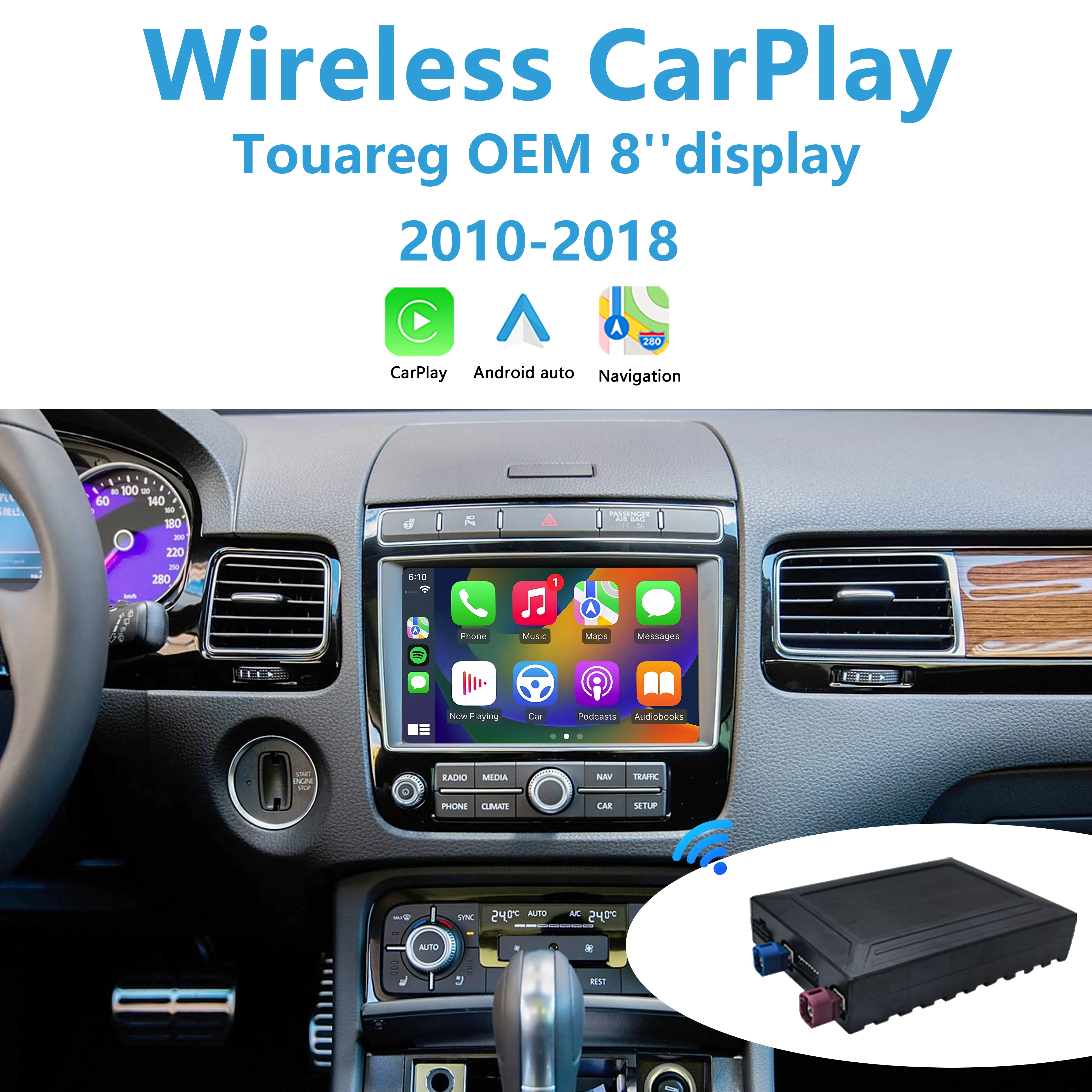 

Touareg Apple CarPlay for VW/Volkswagen RNS850 OEM 8'' Display Add Wireless Android Auto Plug&Play Support Reverse Camera