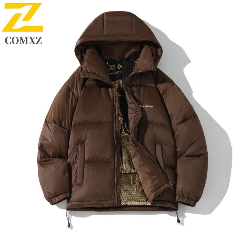 

COMXZ Windproof Thick Cotton Padded Jacket Fashion Trendy Warm Snowy Padding Coat Street Lightweight Puffer Jacket Mens Clothing
