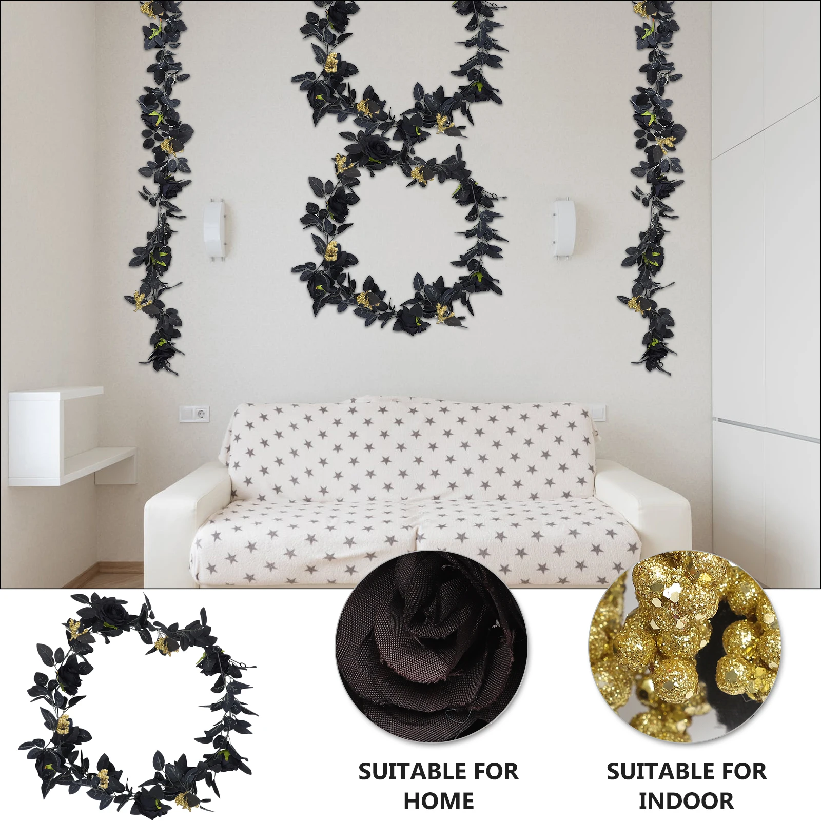 

1pc Artificial Plant Vine Hanging Decor Creative Wall Rose Party Plant Pendant Simulated Vine Decorative Rose Pendant Household