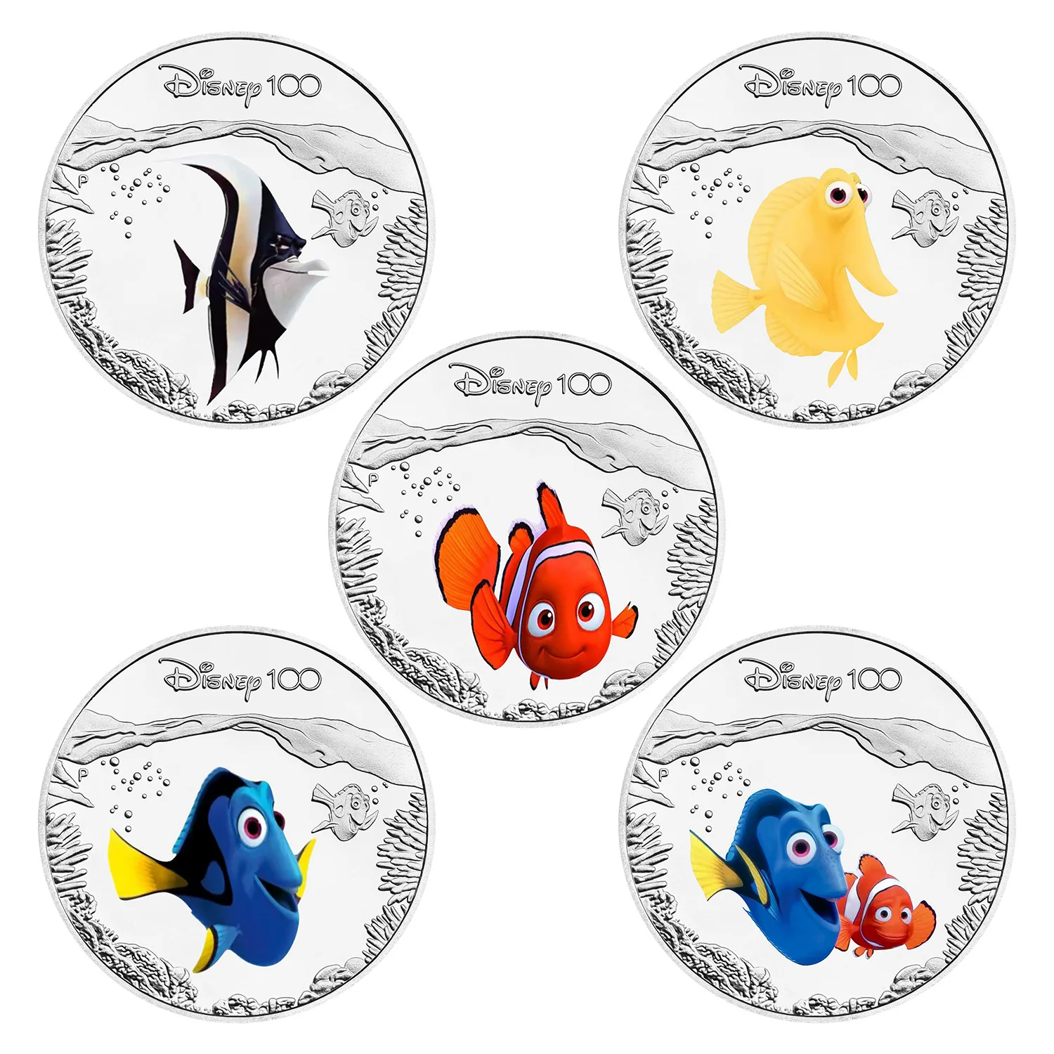

Disney cartoon Finding Nemo Dory Silver commemorative coin Anime commemorative badge metal round card for kid's birthday gift