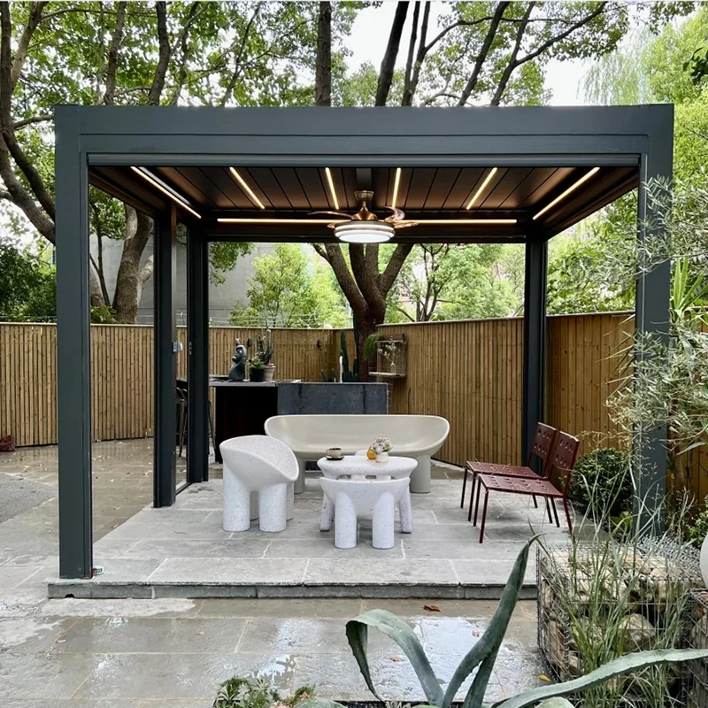 Modern Automatic Patio Gazebo Terrace Outdoor Bioclimatic Pergolas Para Exterior Opening Pergola Louvred Roof