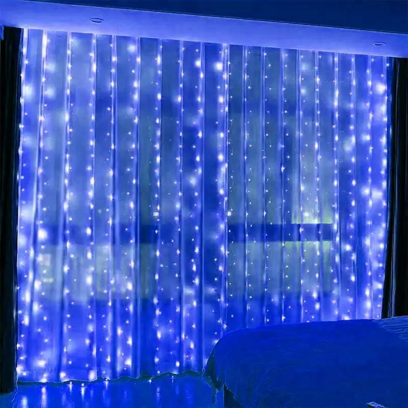 600/300/200/100LED Curtain String Lights Window USB Powered Fairy Light New Year 2025 Garland Led Lights Christmas Decoration