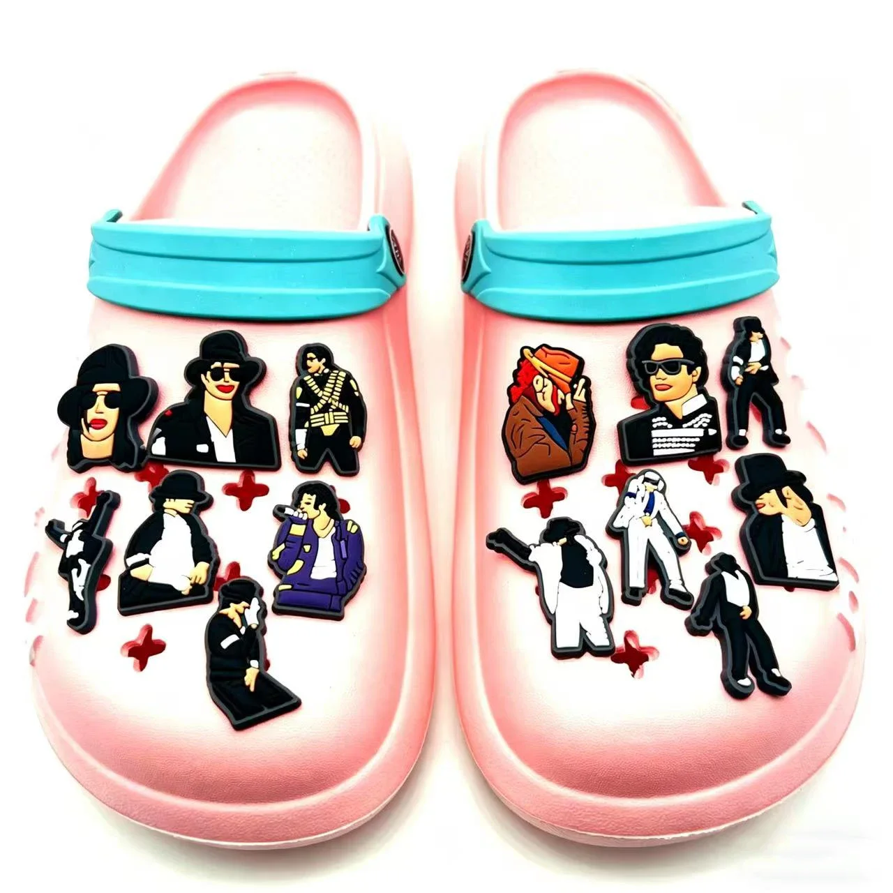 14pcs Michael Jackson Designer Style Shoe Charms Clog Sandals Shoe Decorations Accessories For Men Boys Girls Party Gift