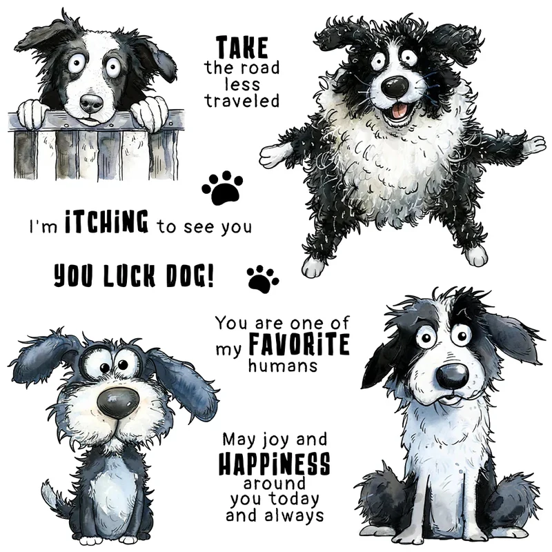 Paws And Funny Pet Dogs Cutting Dies Clear Stamp DIY Scrapbooking Metal Dies Silicone Stamp For Cards Albums Crafts