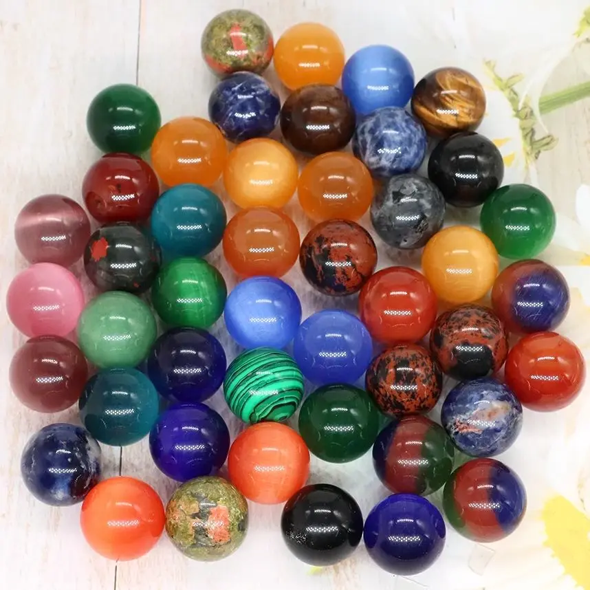 Wholesale 20mm Natural Stone Round Ball Amethyst Energy Crystal Bead DIY Gems Sphere for Necklace Bracelet Making Jewelry Gifts