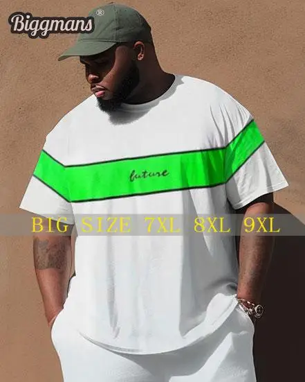 

Biggmans L-9XL for Men's Plus Size Art Graffiti Hip Hop Art Short Sleeve Crew Neck T-Shirt Top