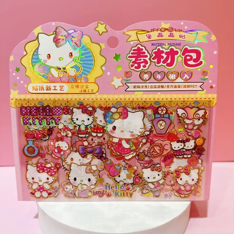 New Cartoon Cute Sanrio Kuromi Cinnamoroll My Melody Hello Kitty Kids DIY PVC Waterproof Bronzing Sticker