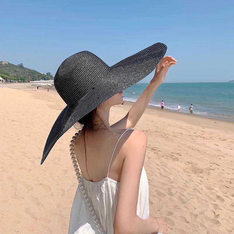 Sun Hat  Large brim silver breathable sunshade hat women versatile sunscreen summer vacation beach hat sun Protection Cap