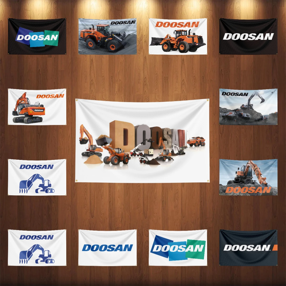

3x5ft DOOSANs Excavator Flag Polyester Printed Excavator Banner For Decor