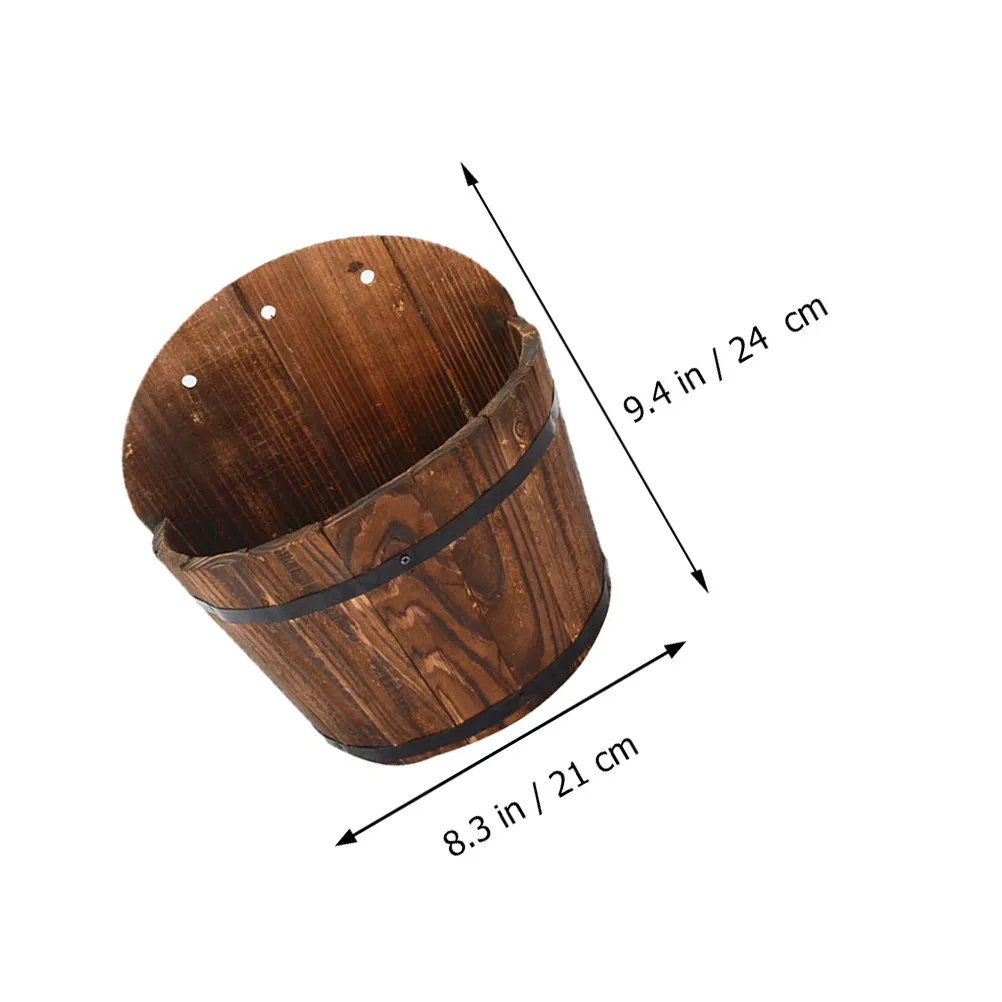 Wooden Flower Bucket Flowerpot Decorative Container for Succulent Plants Garden Home Plant Holder Display Flower Container