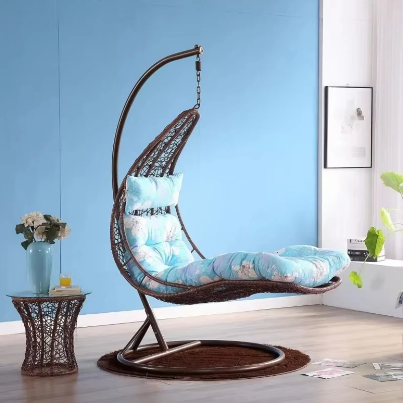 Modern single-hanging egg chair with rattan basket for outdoor or living room furniture for bedroom or hotel use