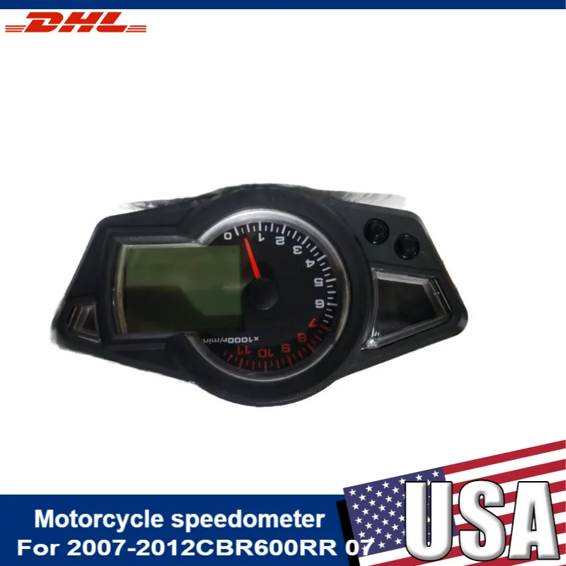

Free Shipping Motorcycle Speedometer 2007-2012 For CBR600RR 07 Universal LCD Digital Odometer Speedometer Tachometer Black