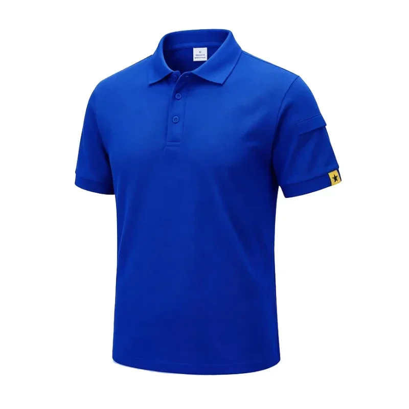 Men's short-sleeved Polo shirt, fitted design, solid-color buttoned sport coat, stylish stand-up collar knit style