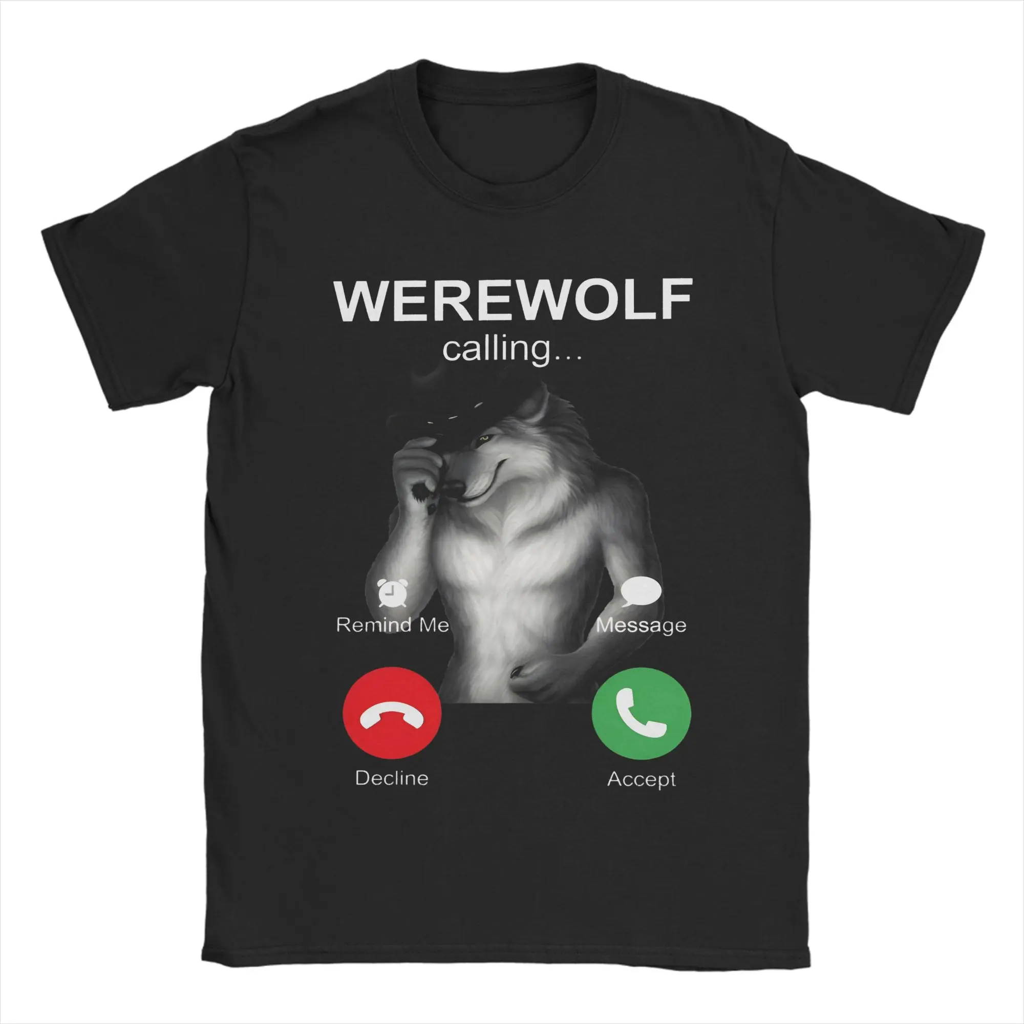 Men Werewolf Alpha wolf is calling meme T Shirts Pure Cotton Tops Summer Short Sleeve T Shirt Round Neck Casual Tee Shirt